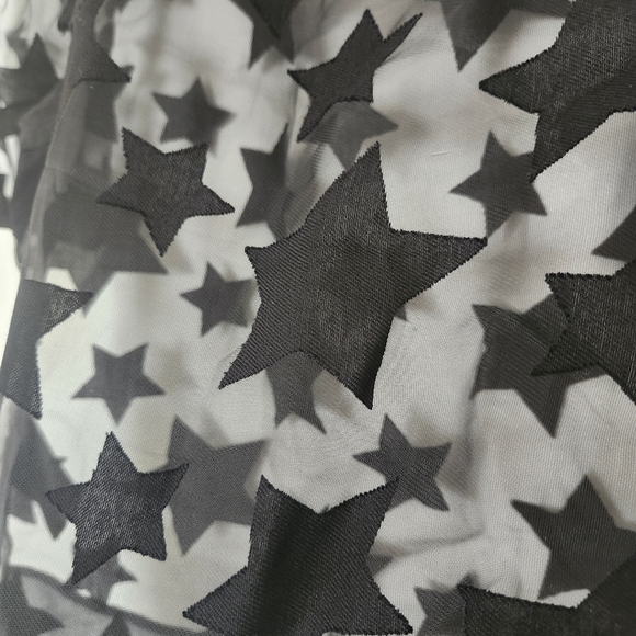 H&M Black Star Pattern Sheer Blouse Womens Size 6 - Picture 5 of 11